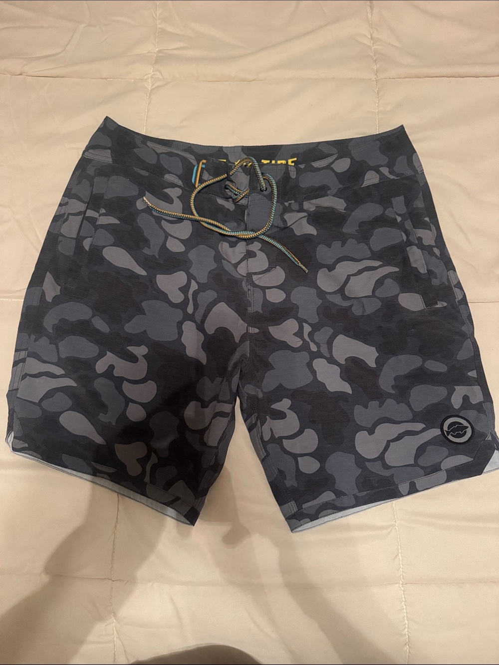 Men's Dark Gray Camo Swim Board Shorts